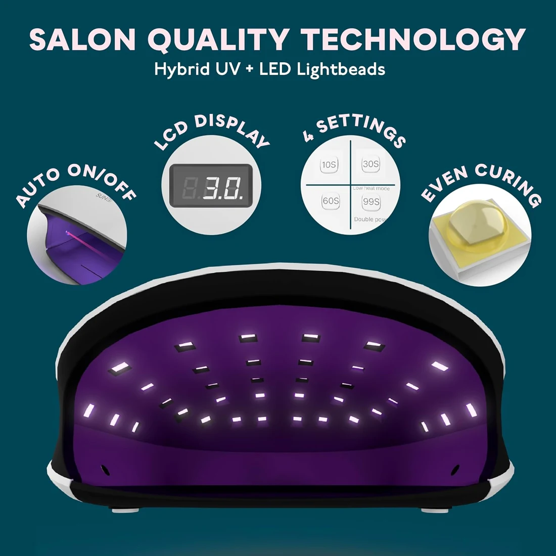 SUNUV SUN4 UV LED Nail Lamp See your timer · Black · B071CTZJ6L