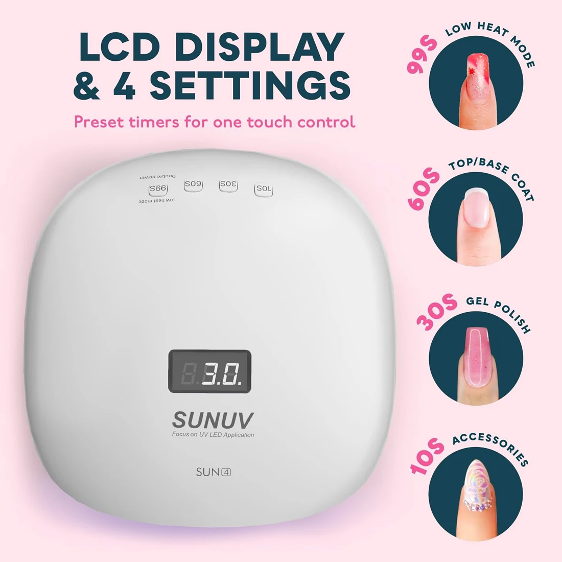 SUNUV SUN4 UV LED Nail Lamp Four timer choices · Black · B071CTZJ6L