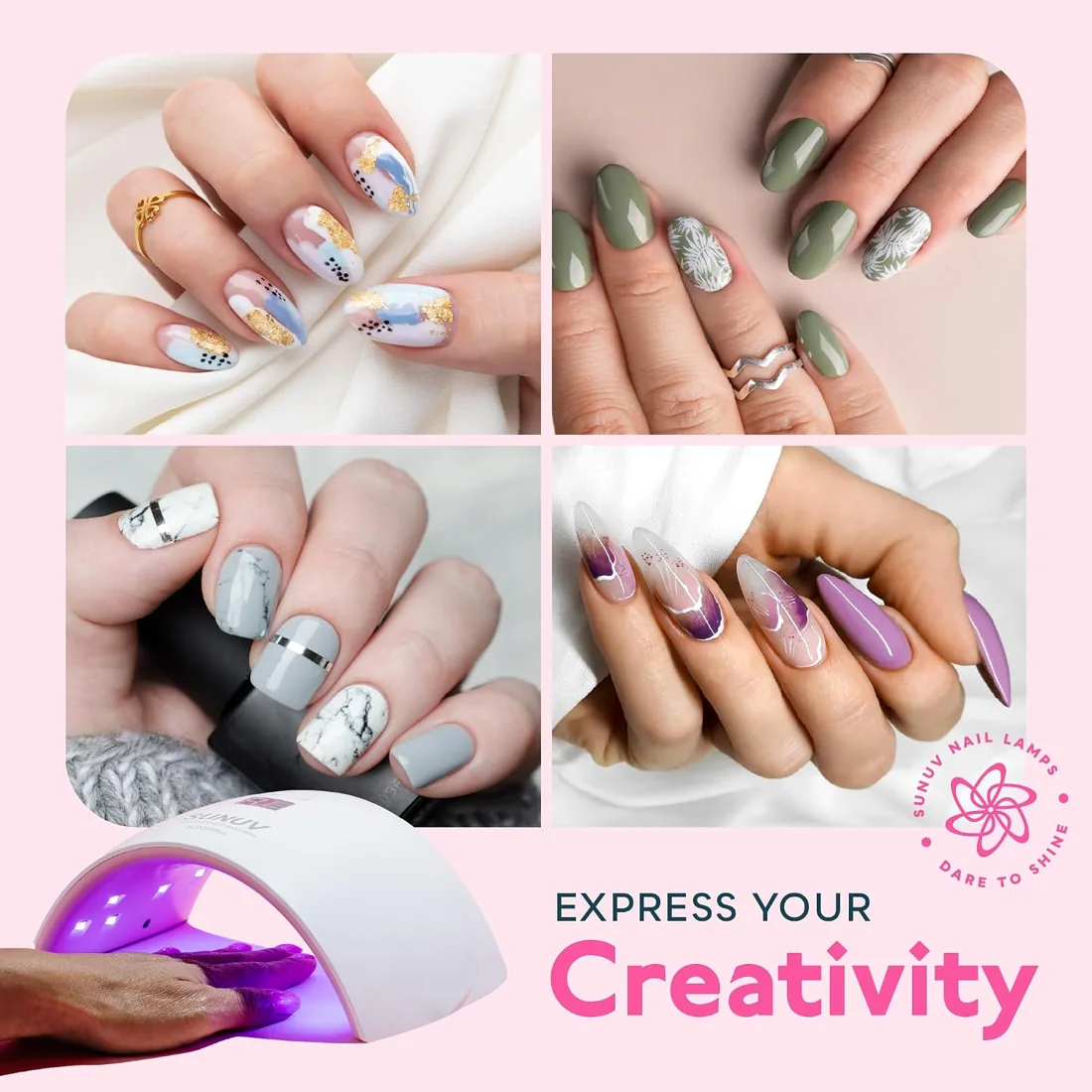 SUNUV SUN9X Plus UV LED Nail Lamp An open-bottom format · Pink · B0CMSYVXBY