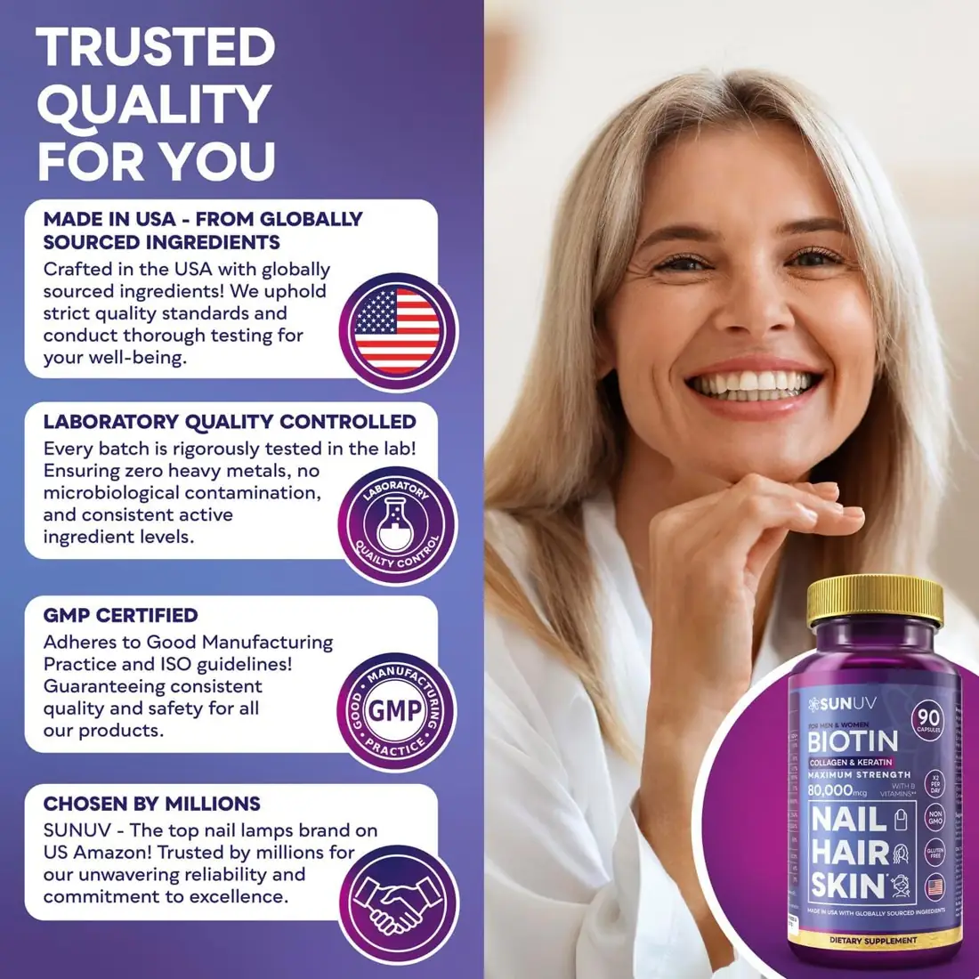 SUNUV Biotin Hair, Skin & Nails Complex view 6